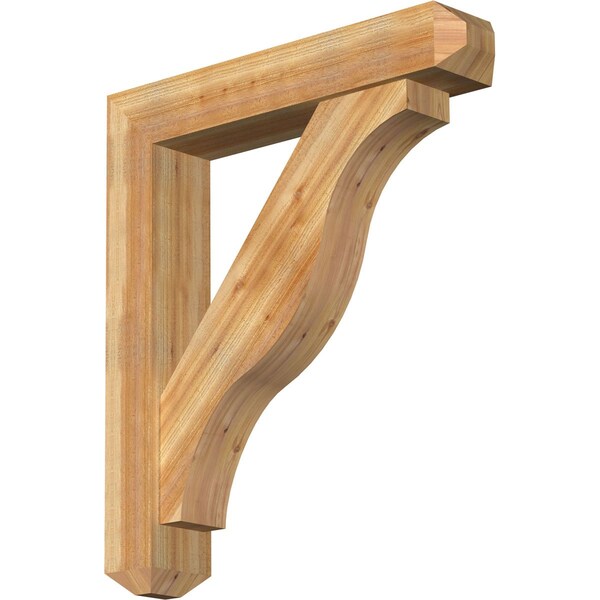 Ekena Millwork Funston Craftsman Rough Sawn Bracket w/ Offset Brace, Western Red Cedar, 8"W x 42"D x 48"H BKT0806X42X48FST04RWR - main